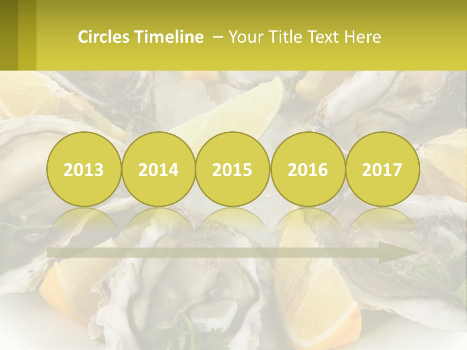 A Plate Of Oysters On Ice With Lemon Wedges PowerPoint Template