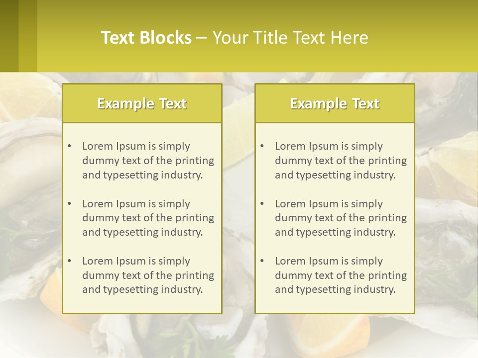 A Plate Of Oysters On Ice With Lemon Wedges PowerPoint Template