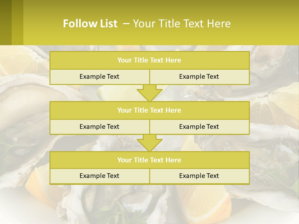 A Plate Of Oysters On Ice With Lemon Wedges PowerPoint Template