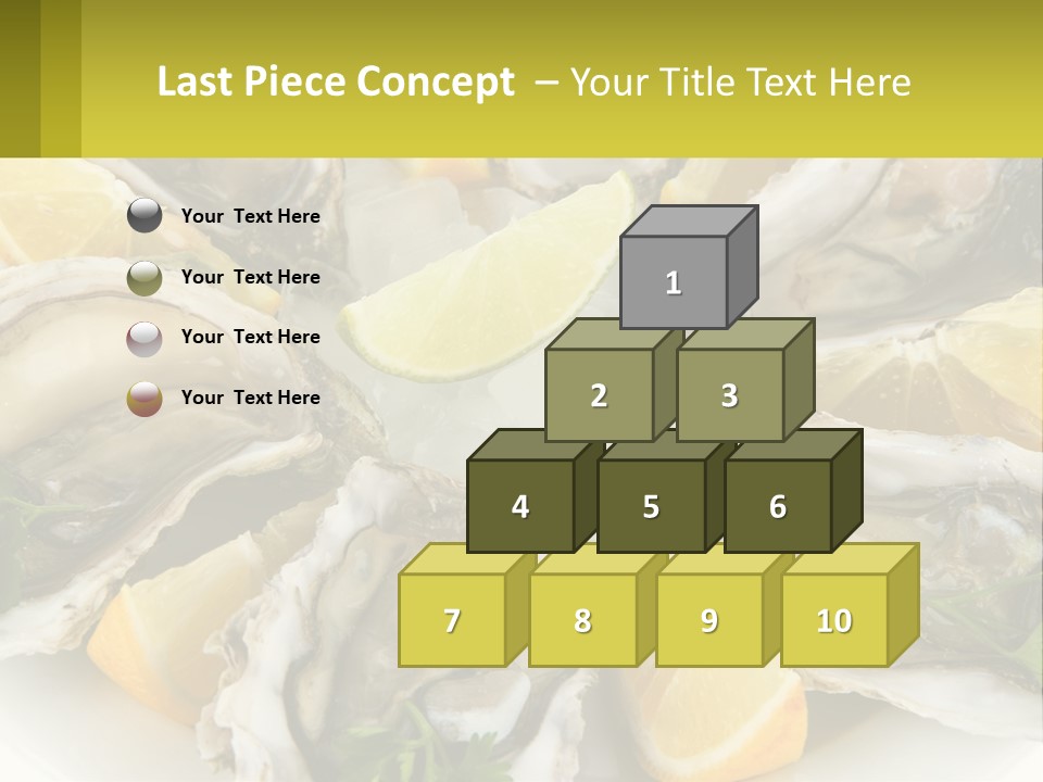 A Plate Of Oysters On Ice With Lemon Wedges PowerPoint Template