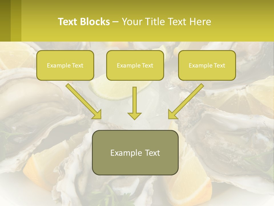 A Plate Of Oysters On Ice With Lemon Wedges PowerPoint Template