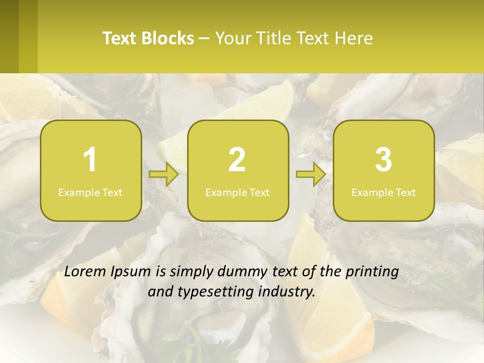 A Plate Of Oysters On Ice With Lemon Wedges PowerPoint Template