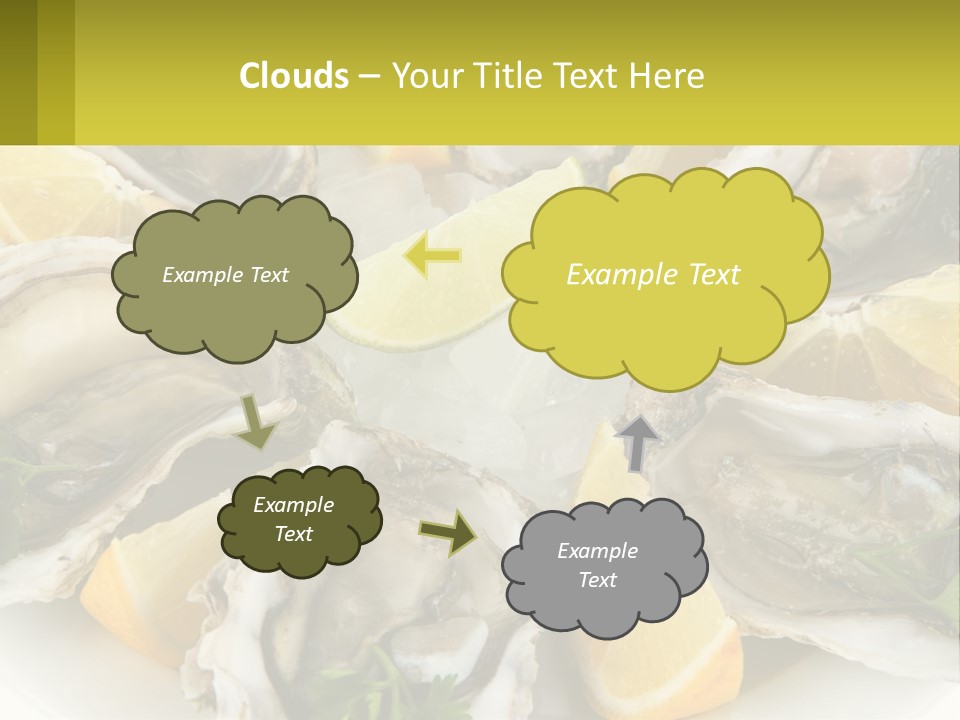 A Plate Of Oysters On Ice With Lemon Wedges PowerPoint Template