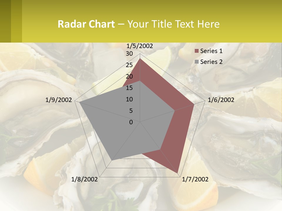 A Plate Of Oysters On Ice With Lemon Wedges PowerPoint Template