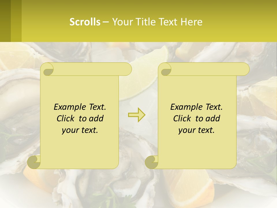 A Plate Of Oysters On Ice With Lemon Wedges PowerPoint Template