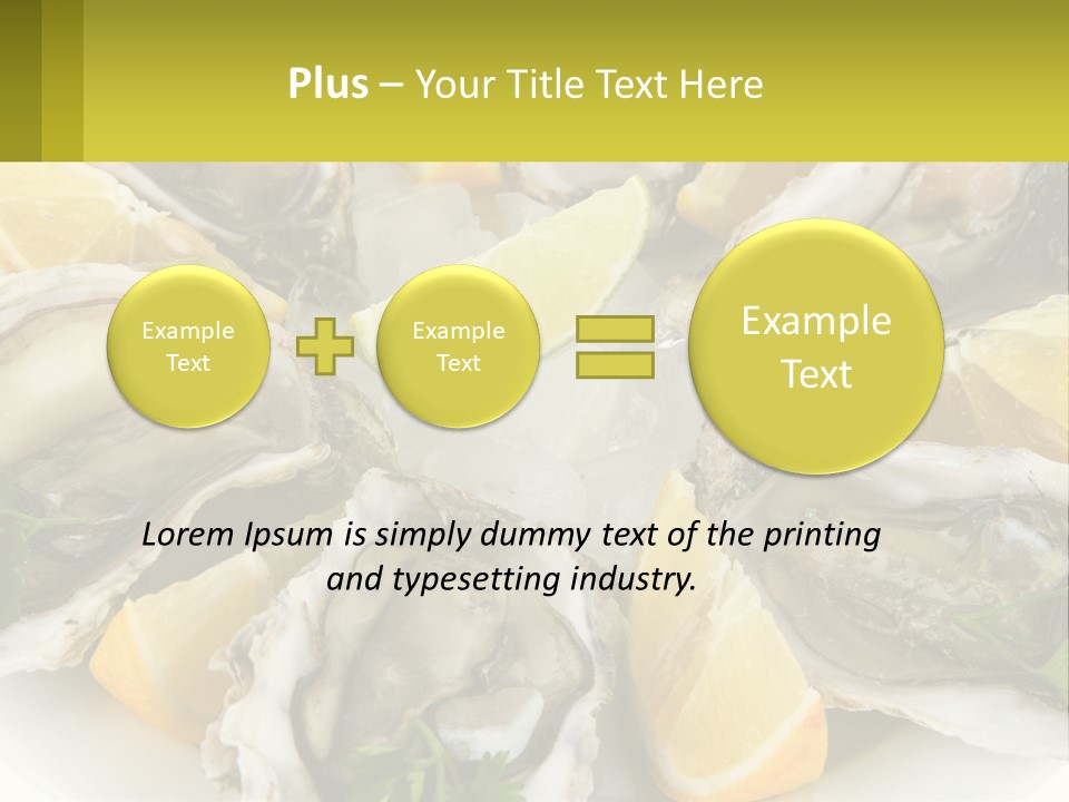 A Plate Of Oysters On Ice With Lemon Wedges PowerPoint Template