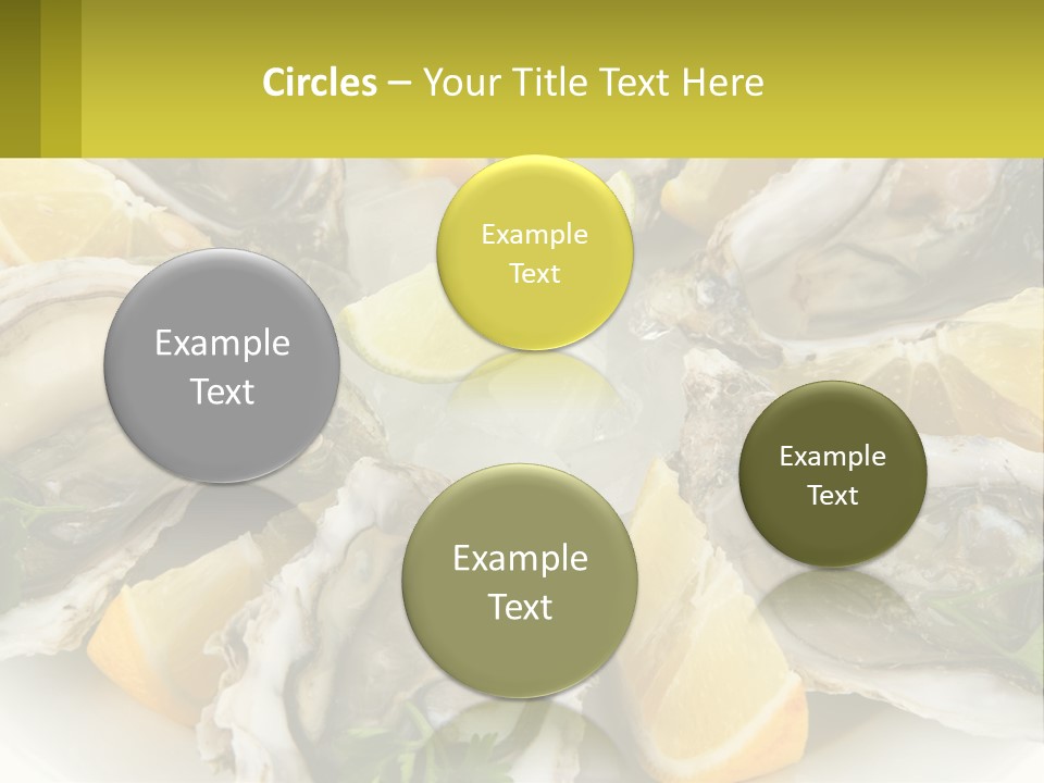 A Plate Of Oysters On Ice With Lemon Wedges PowerPoint Template