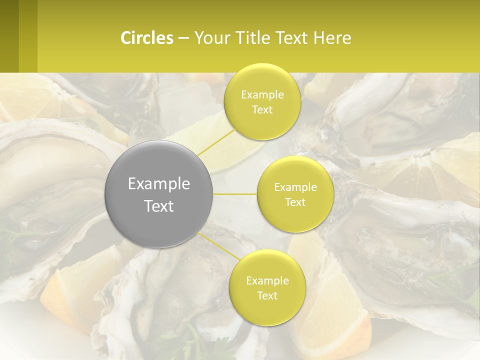 A Plate Of Oysters On Ice With Lemon Wedges PowerPoint Template
