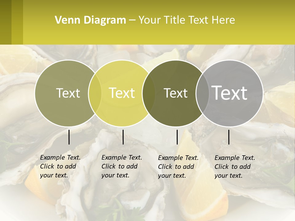 A Plate Of Oysters On Ice With Lemon Wedges PowerPoint Template
