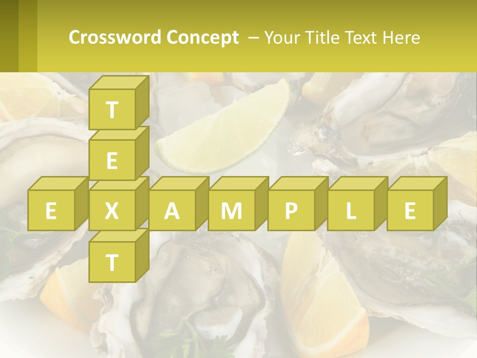 A Plate Of Oysters On Ice With Lemon Wedges PowerPoint Template