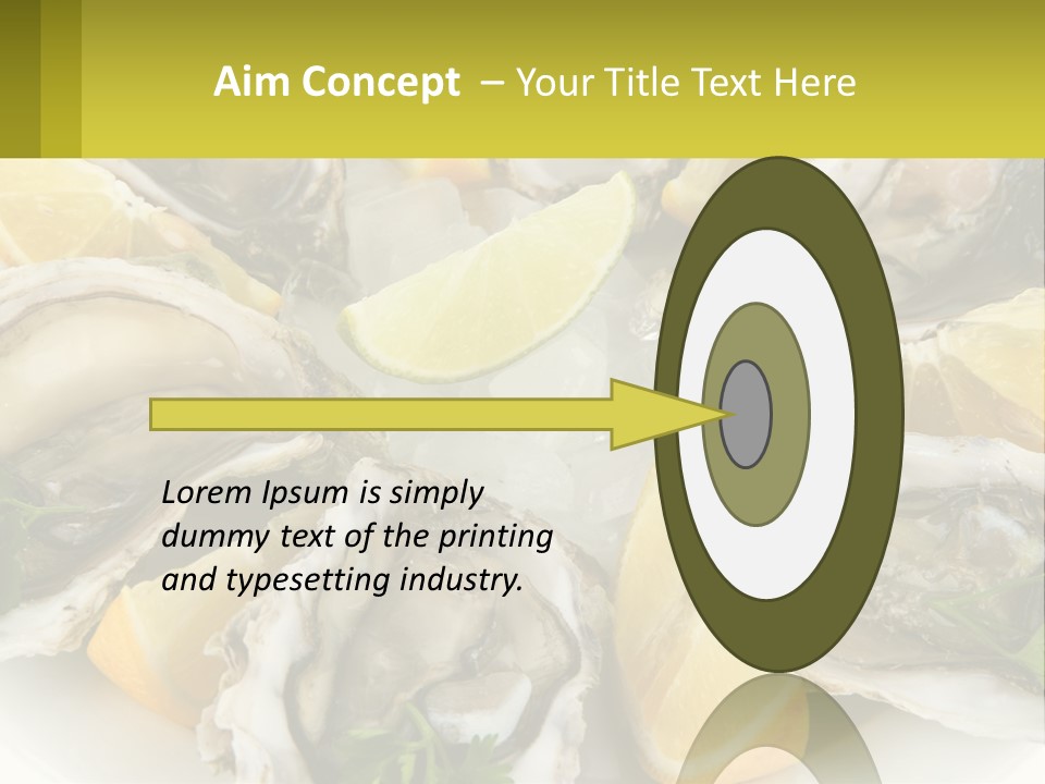 A Plate Of Oysters On Ice With Lemon Wedges PowerPoint Template