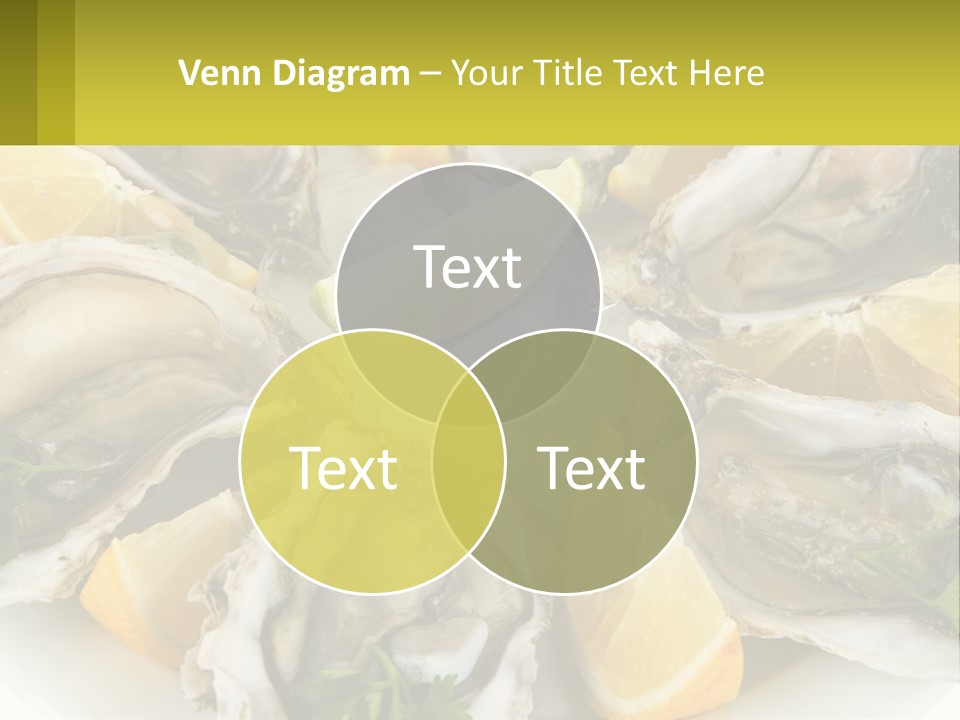 A Plate Of Oysters On Ice With Lemon Wedges PowerPoint Template