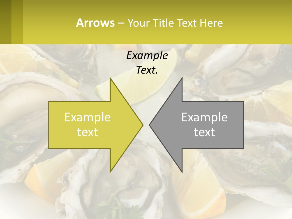 A Plate Of Oysters On Ice With Lemon Wedges PowerPoint Template