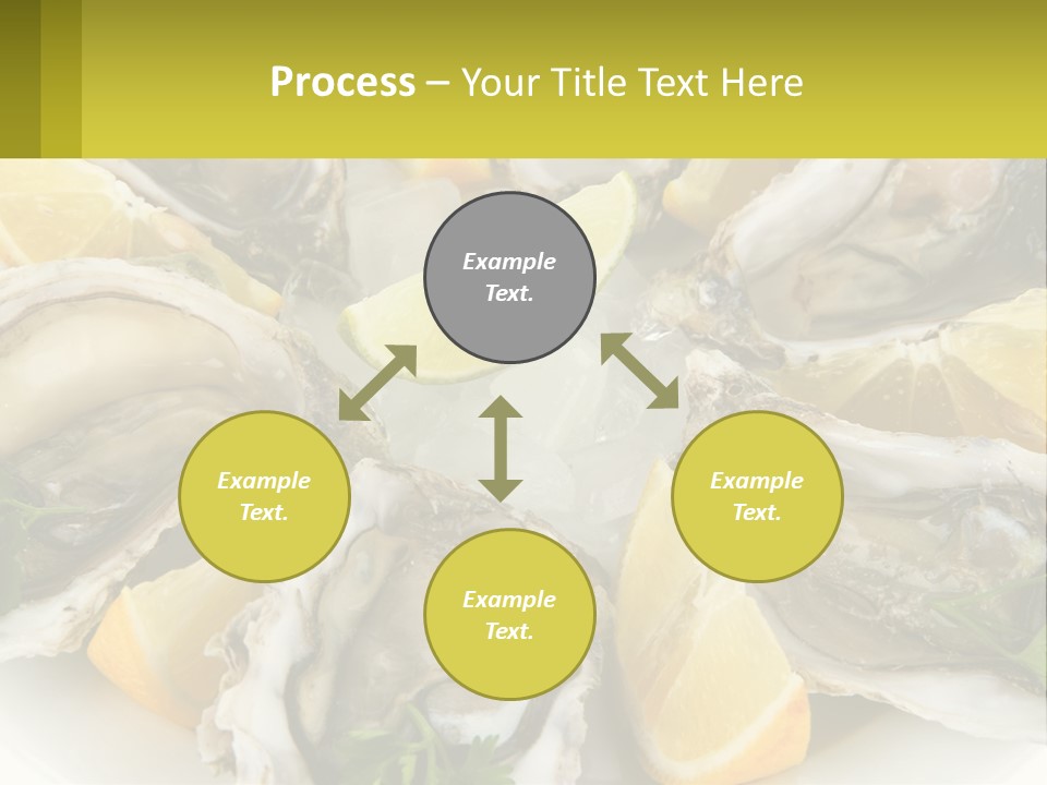 A Plate Of Oysters On Ice With Lemon Wedges PowerPoint Template