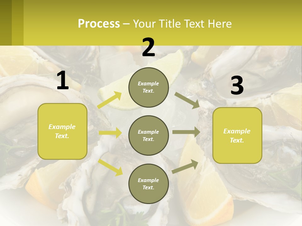 A Plate Of Oysters On Ice With Lemon Wedges PowerPoint Template