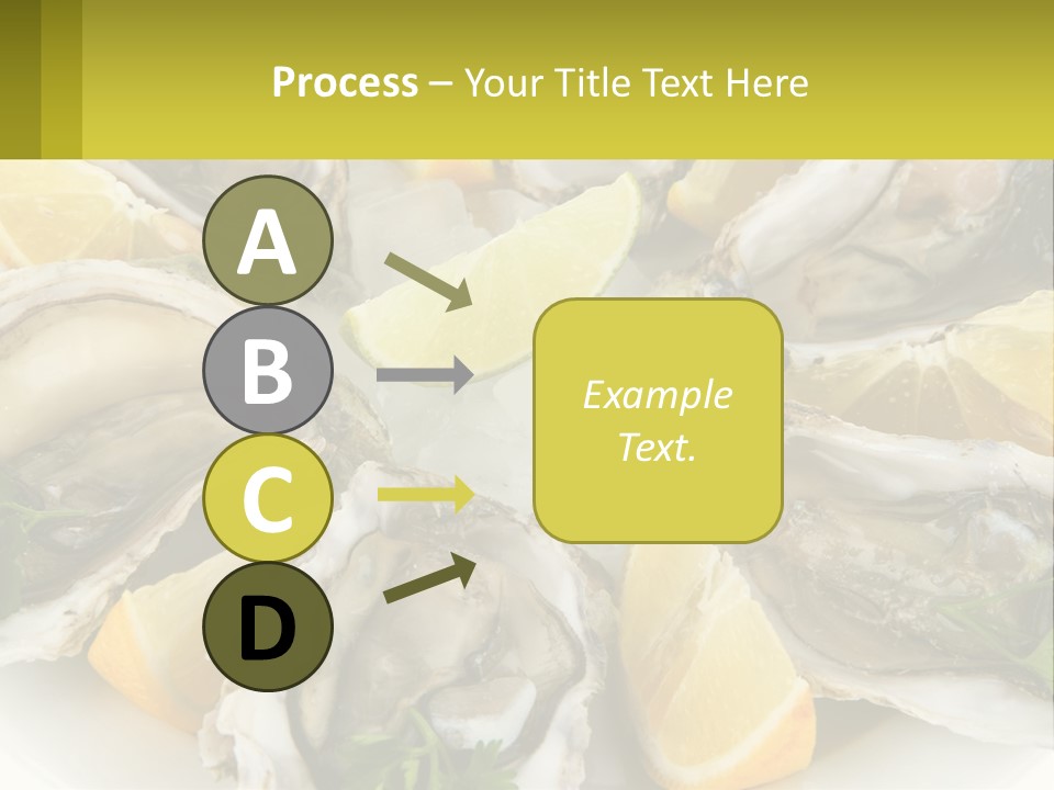 A Plate Of Oysters On Ice With Lemon Wedges PowerPoint Template