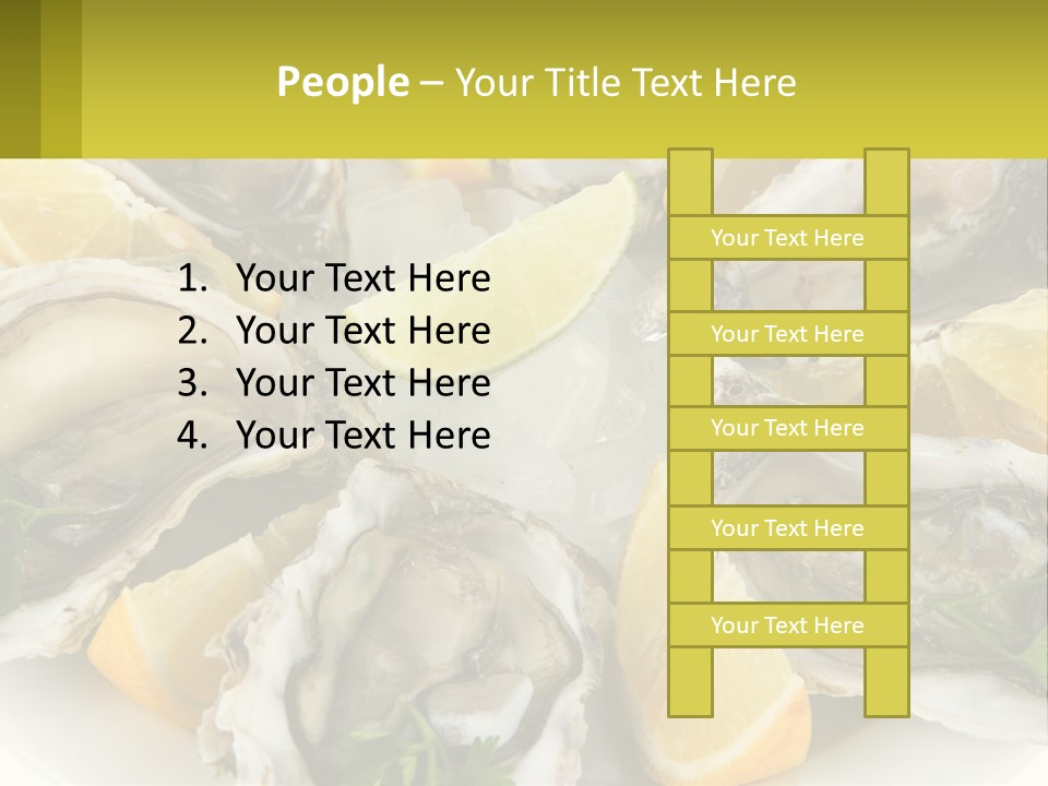 A Plate Of Oysters On Ice With Lemon Wedges PowerPoint Template