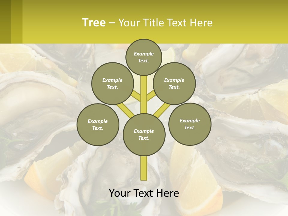 A Plate Of Oysters On Ice With Lemon Wedges PowerPoint Template