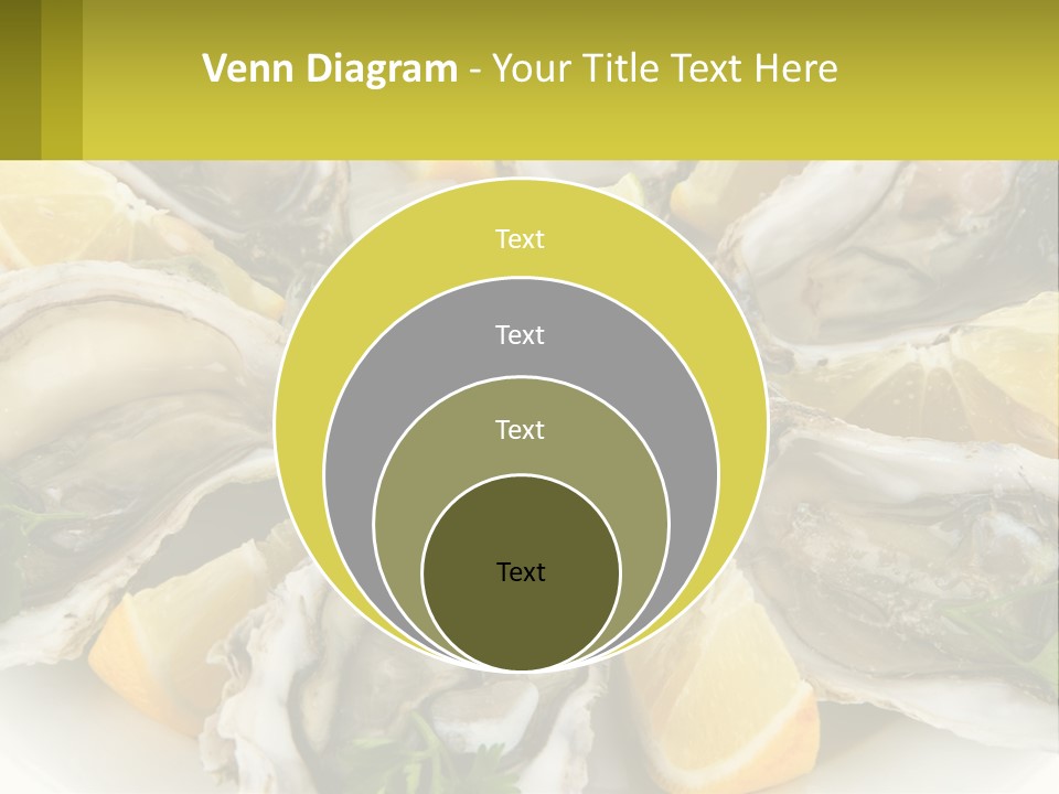 A Plate Of Oysters On Ice With Lemon Wedges PowerPoint Template