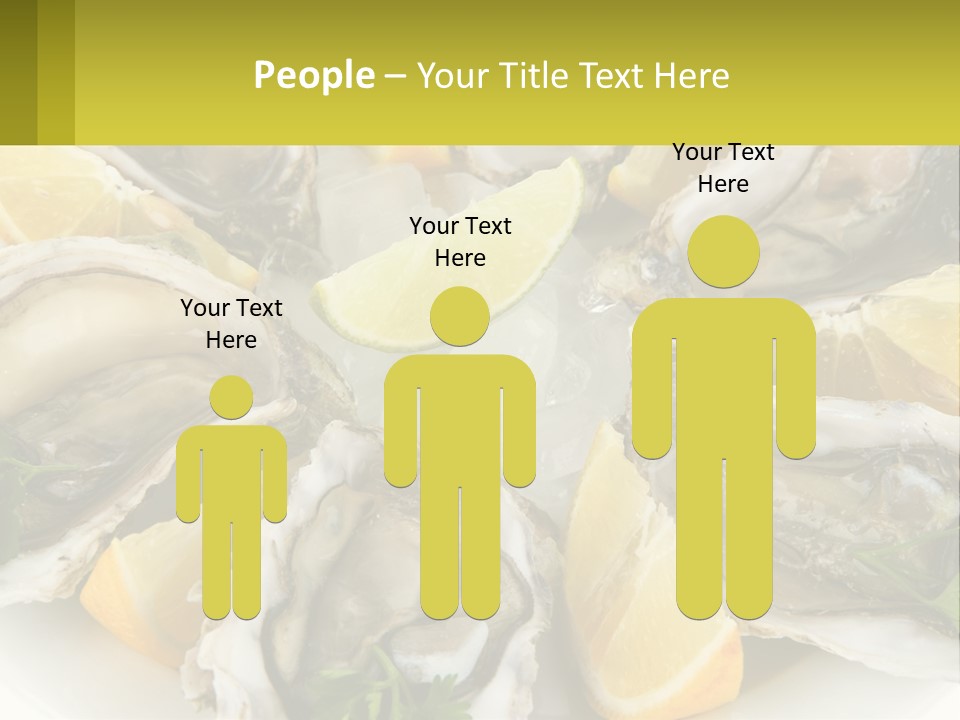 A Plate Of Oysters On Ice With Lemon Wedges PowerPoint Template