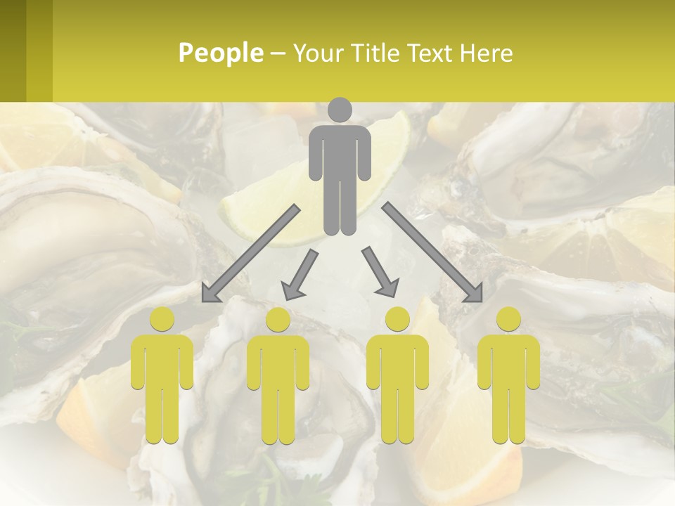 A Plate Of Oysters On Ice With Lemon Wedges PowerPoint Template