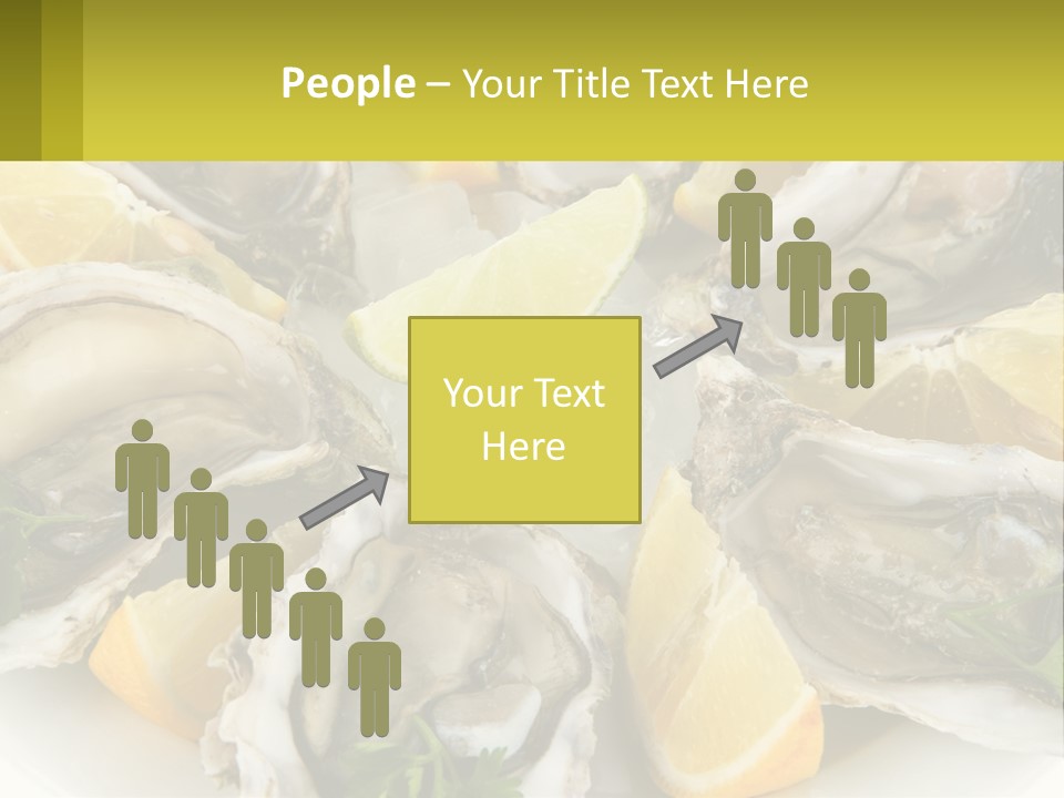 A Plate Of Oysters On Ice With Lemon Wedges PowerPoint Template