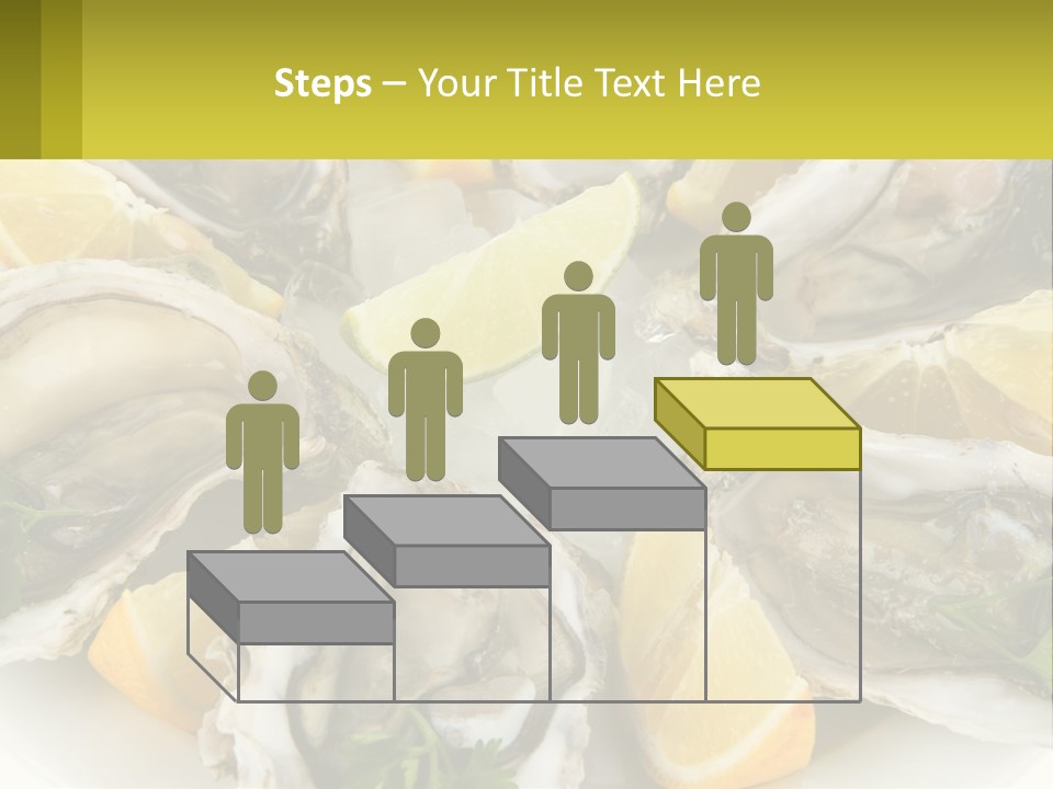 A Plate Of Oysters On Ice With Lemon Wedges PowerPoint Template