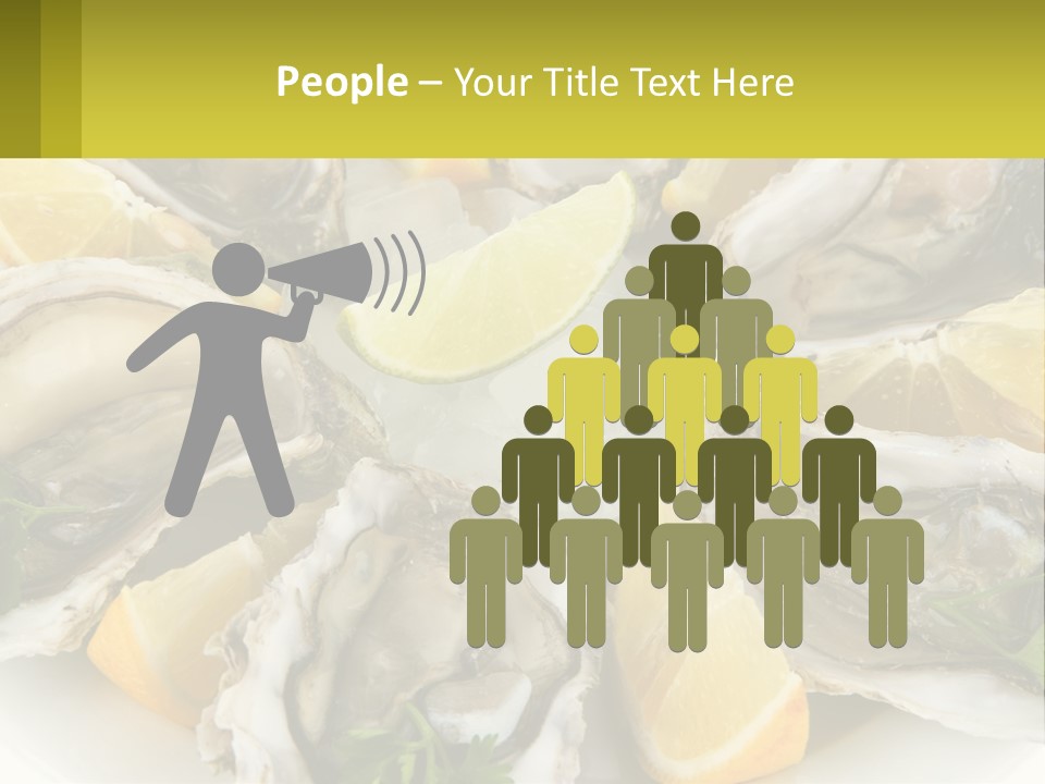 A Plate Of Oysters On Ice With Lemon Wedges PowerPoint Template