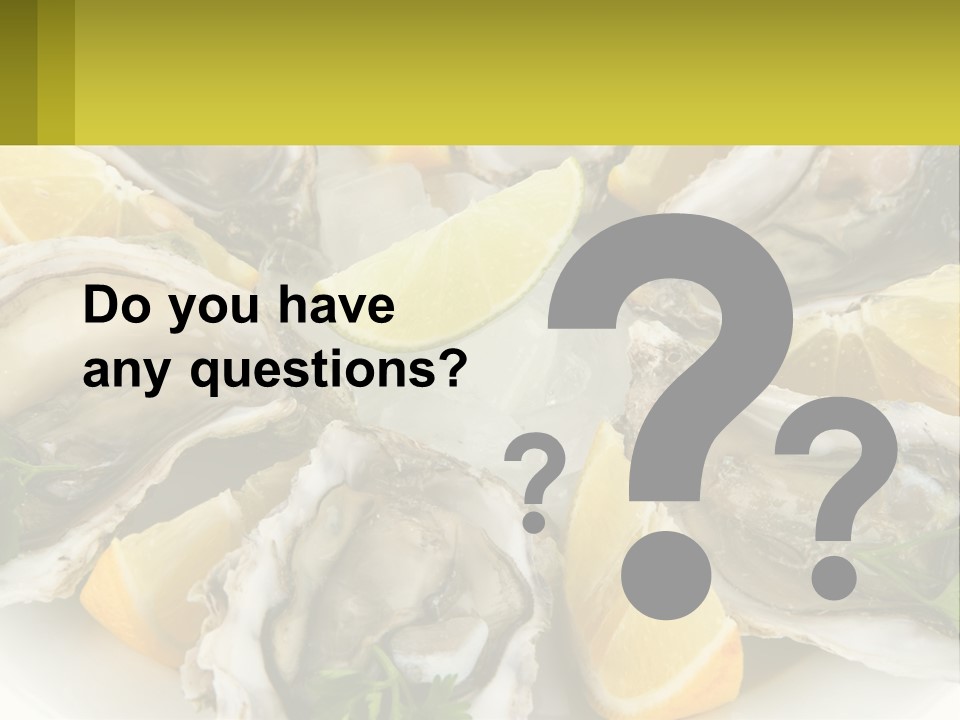 A Plate Of Oysters On Ice With Lemon Wedges PowerPoint Template