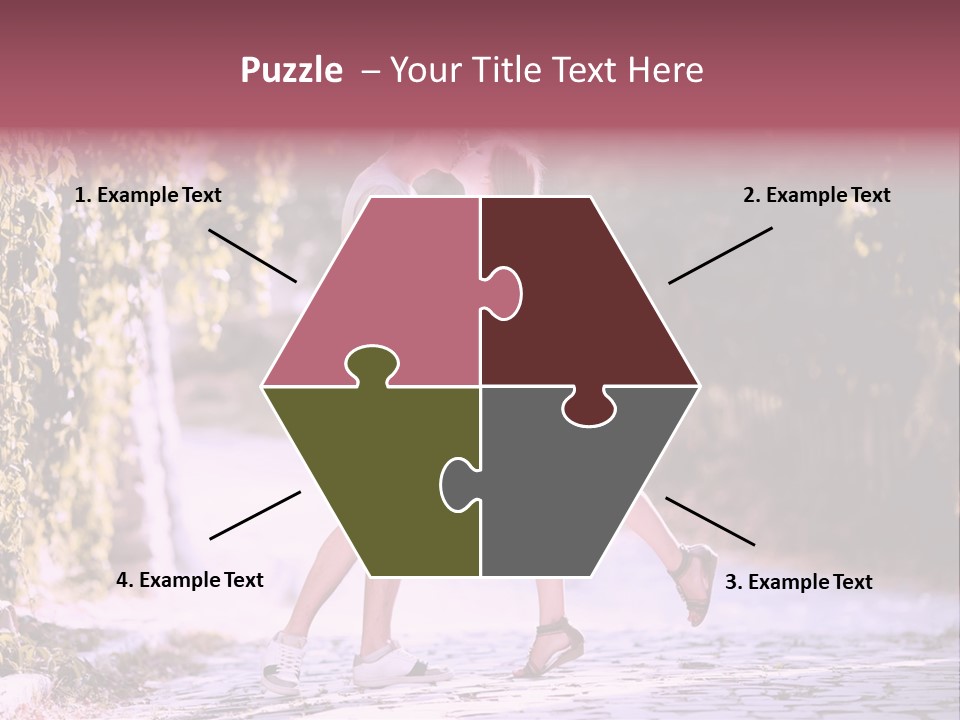 A Man And A Woman Walking Down A Street Holding Hands PowerPoint Template