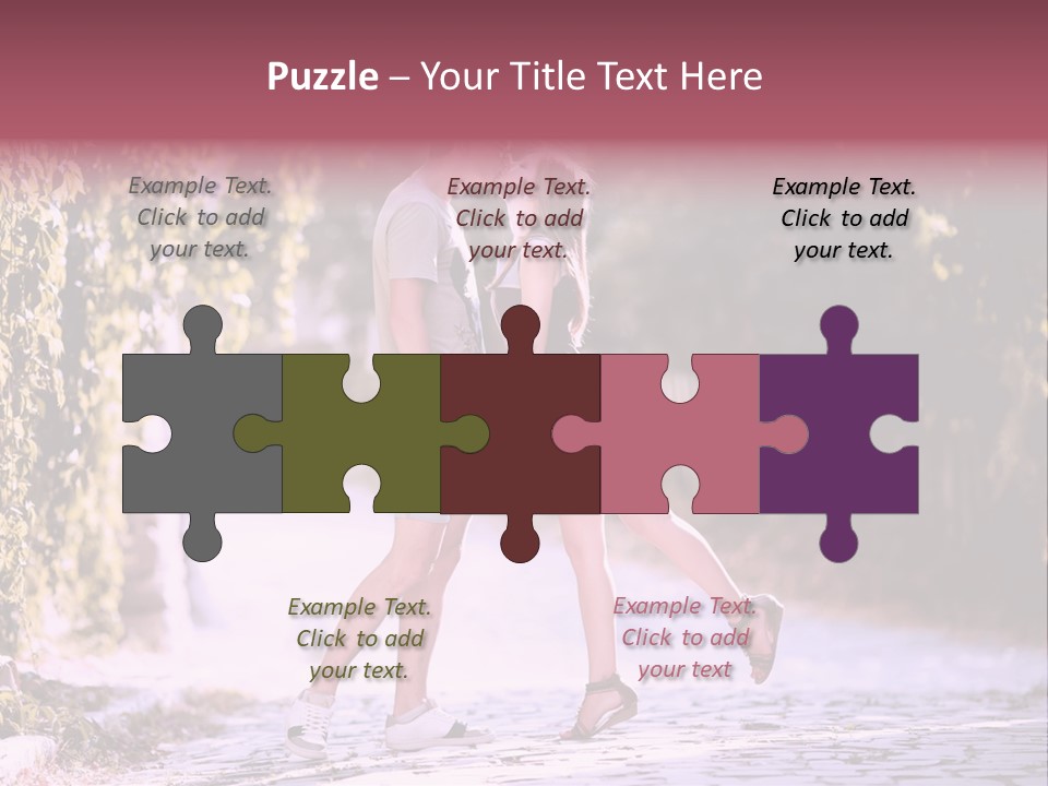 A Man And A Woman Walking Down A Street Holding Hands PowerPoint Template