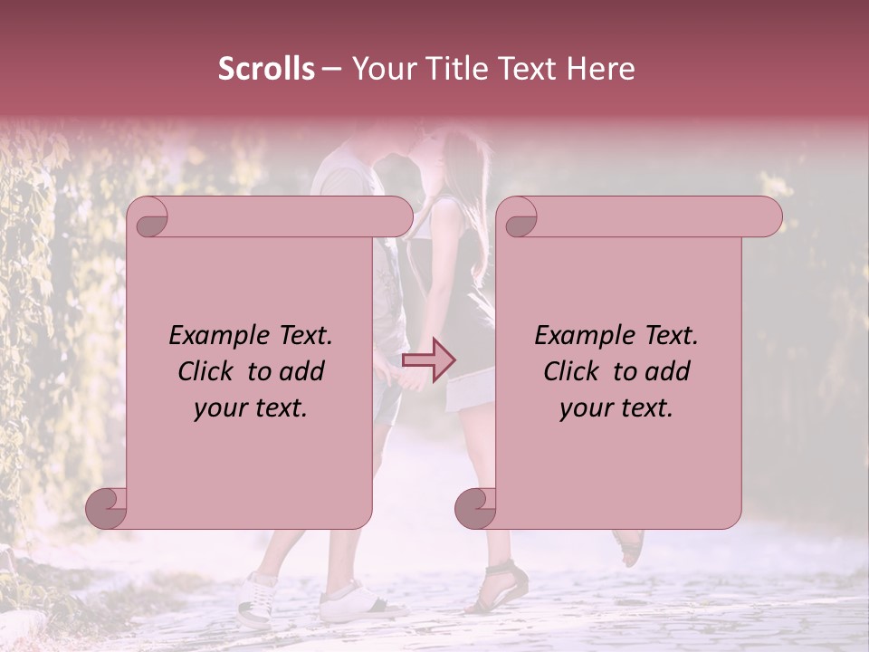 A Man And A Woman Walking Down A Street Holding Hands PowerPoint Template