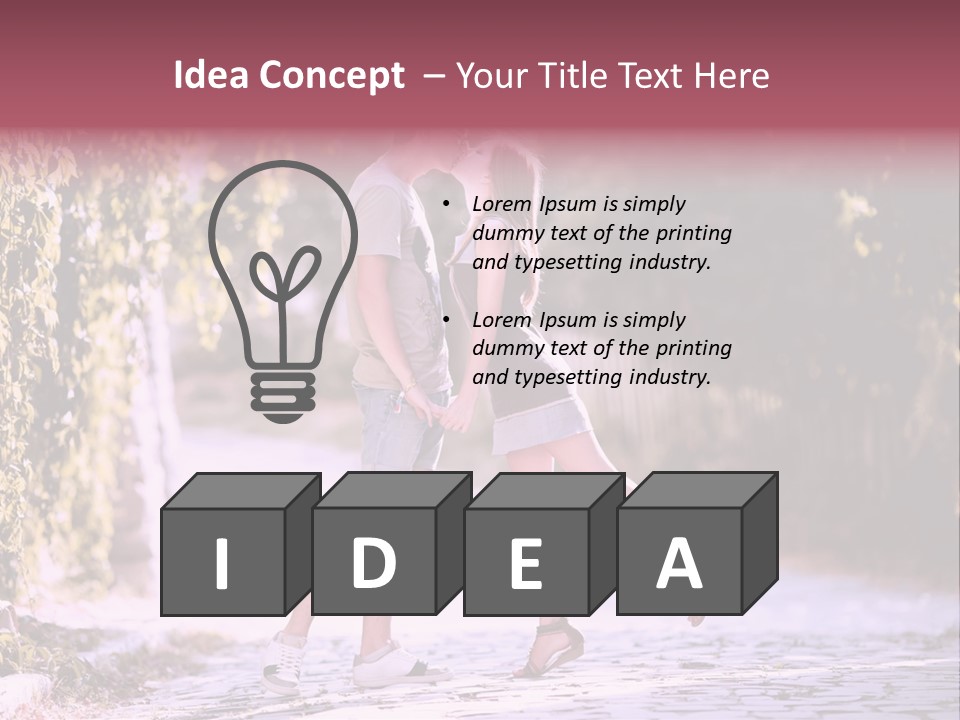 A Man And A Woman Walking Down A Street Holding Hands PowerPoint Template