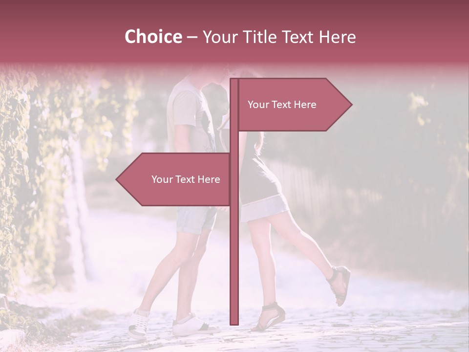 A Man And A Woman Walking Down A Street Holding Hands PowerPoint Template