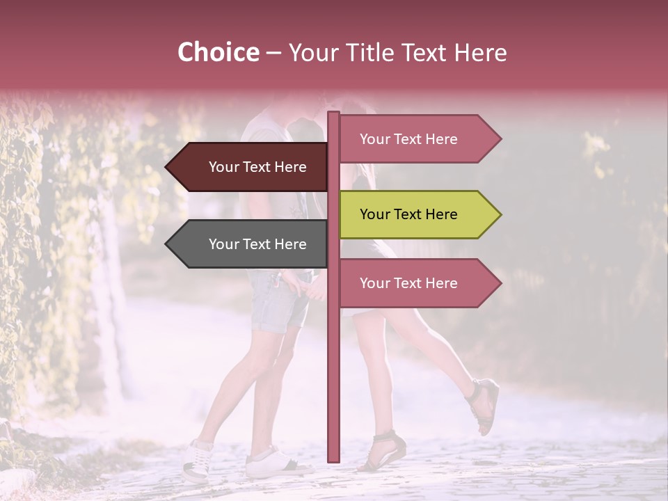 A Man And A Woman Walking Down A Street Holding Hands PowerPoint Template