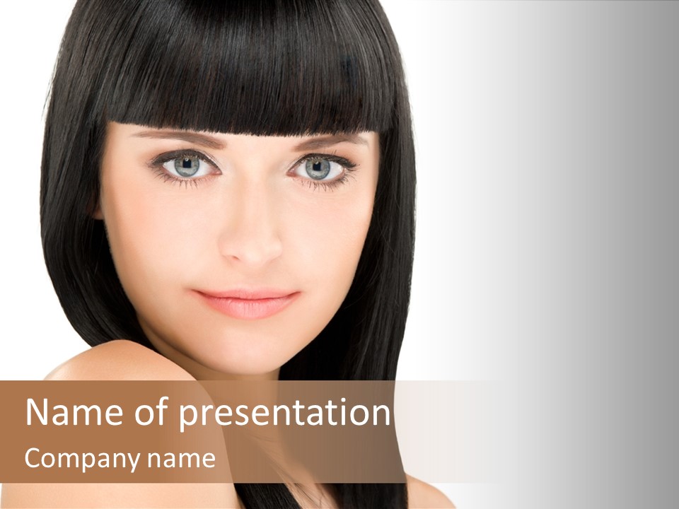 A Woman With Long Black Hair Is Smiling For The Camera PowerPoint Template