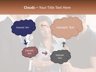 A Man And A Woman Looking At A Tablet PowerPoint Template