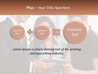A Man And A Woman Looking At A Tablet PowerPoint Template