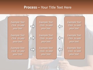 A Man And A Woman Looking At A Tablet PowerPoint Template