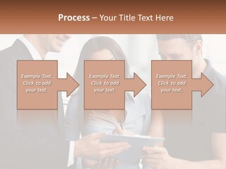 A Man And A Woman Looking At A Tablet PowerPoint Template