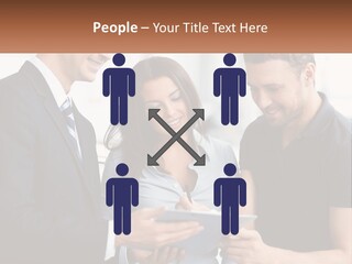 A Man And A Woman Looking At A Tablet PowerPoint Template