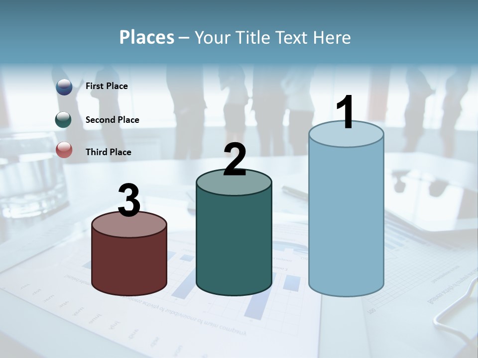 A Group Of Business People Standing Around A Table PowerPoint Template