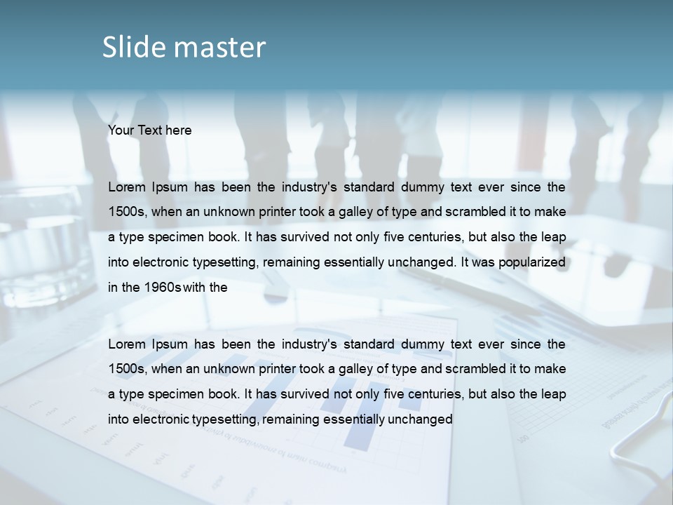 A Group Of Business People Standing Around A Table PowerPoint Template