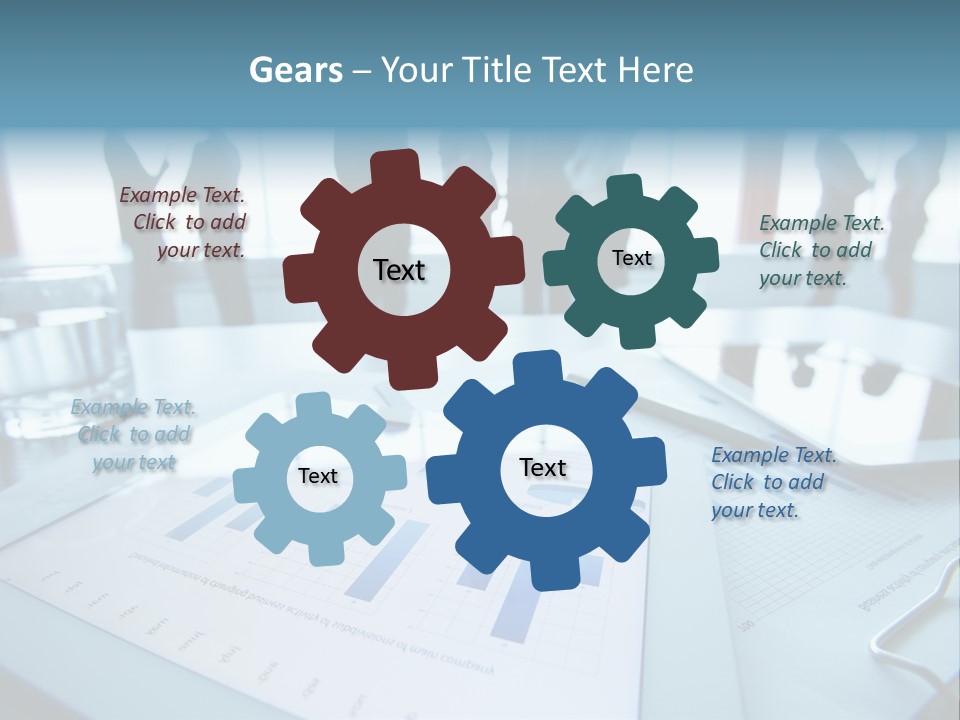 A Group Of Business People Standing Around A Table PowerPoint Template