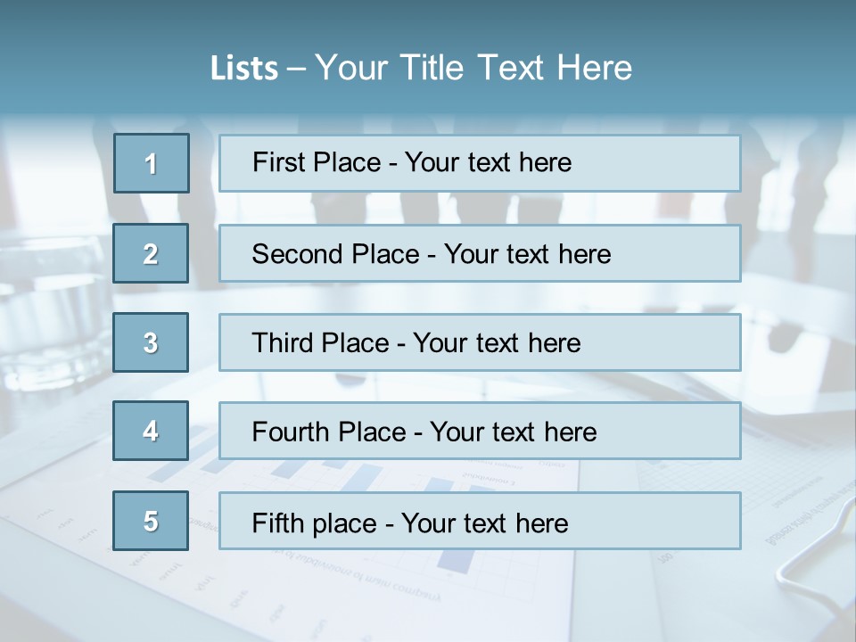 A Group Of Business People Standing Around A Table PowerPoint Template