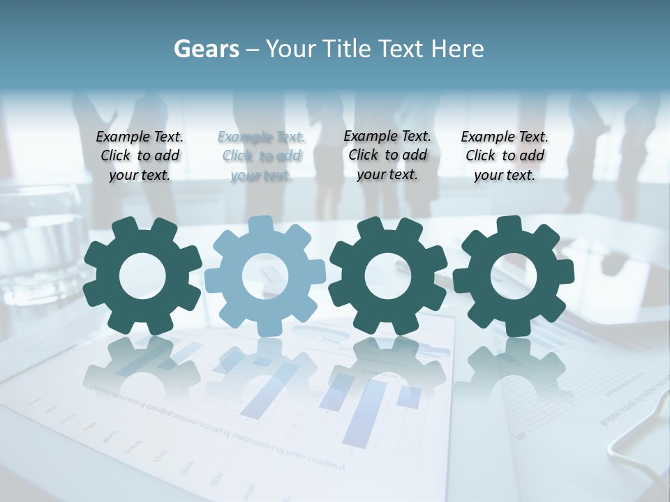 A Group Of Business People Standing Around A Table PowerPoint Template