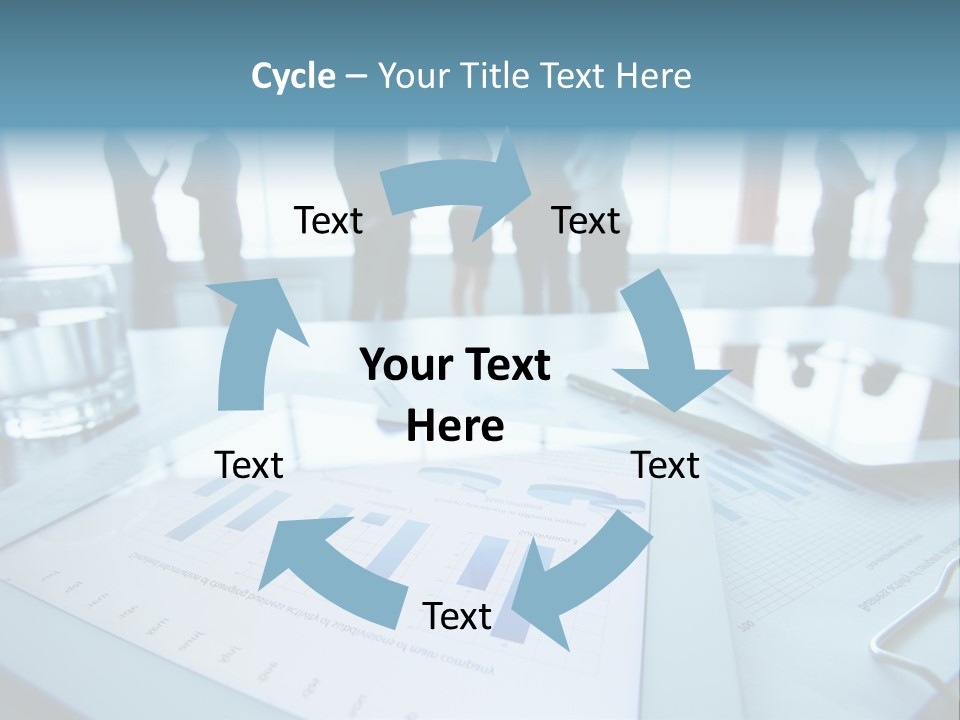 A Group Of Business People Standing Around A Table PowerPoint Template