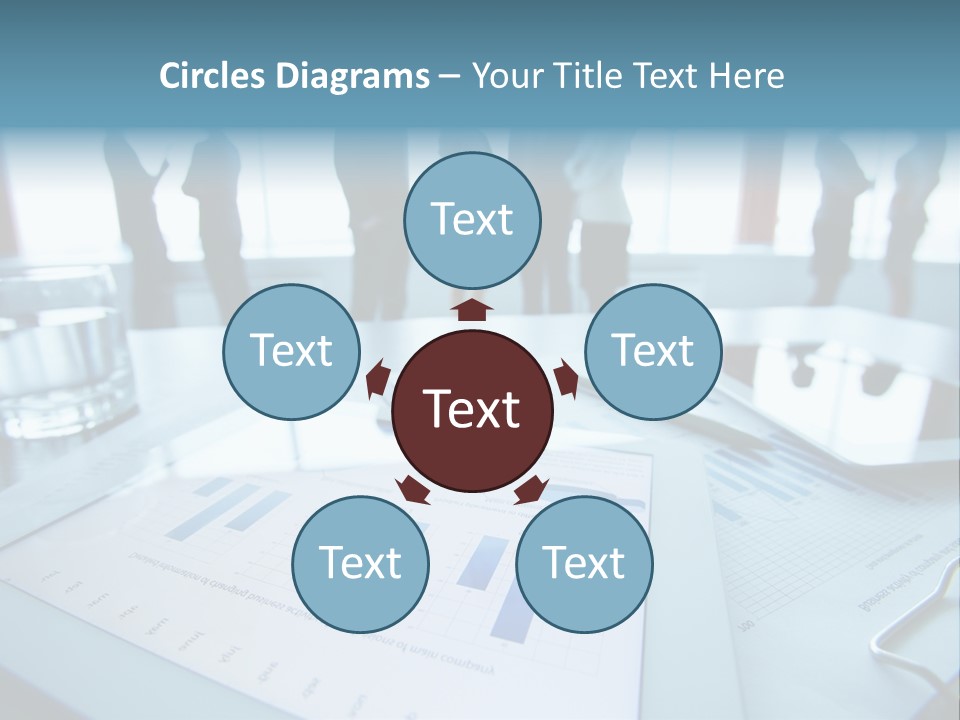 A Group Of Business People Standing Around A Table PowerPoint Template