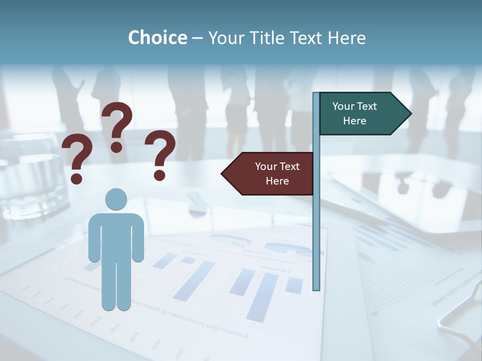 A Group Of Business People Standing Around A Table PowerPoint Template