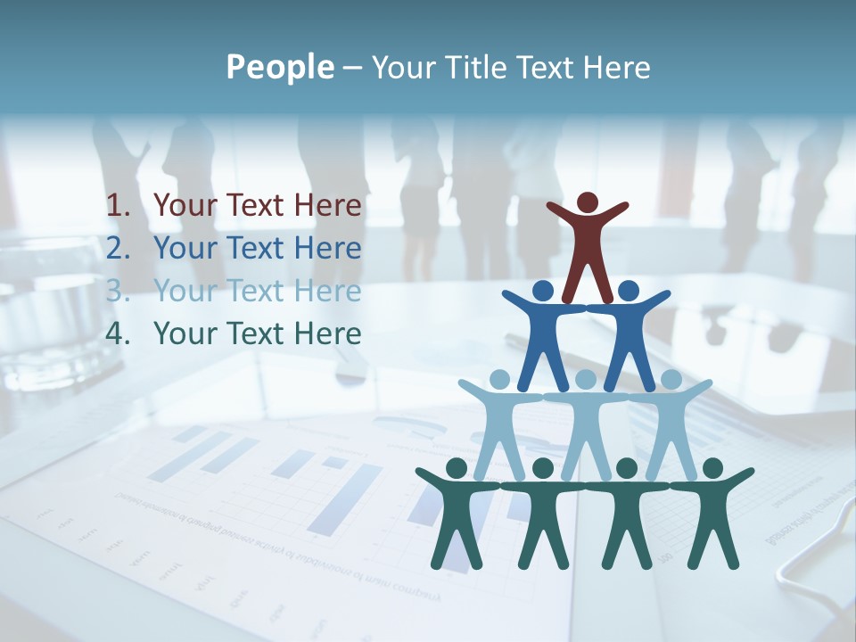 A Group Of Business People Standing Around A Table PowerPoint Template